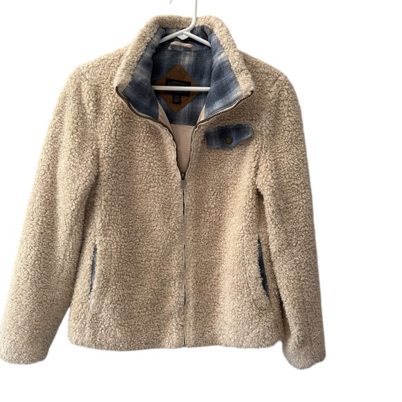 Pendleton Jackets & Blazers - Pendleton Sherpa Full Zip Jacket with Plaid Contrast Trim, Size Small / Child.